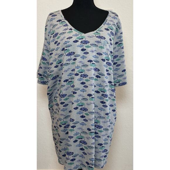 Catherines Gray Knit Umbrella Print Short Sleeve Top Size 2X NWOT - Picture 1 of 4